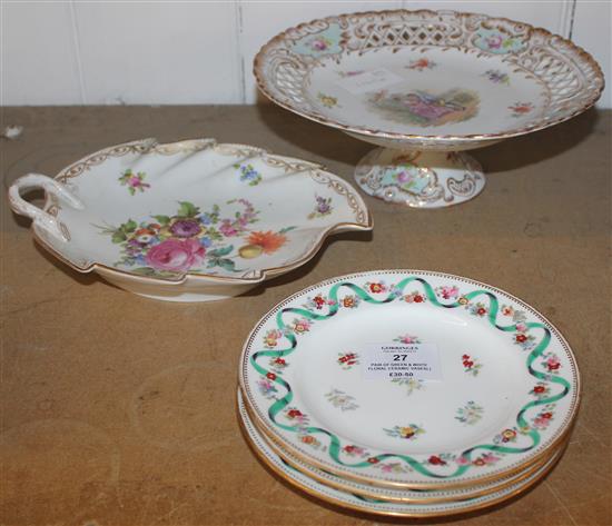 Dresden and Continental porcelain dishes and vases